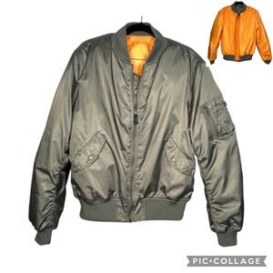 Alpha Industries MA1 Bomber Jacket Green Flight Military Reversible Youth XL